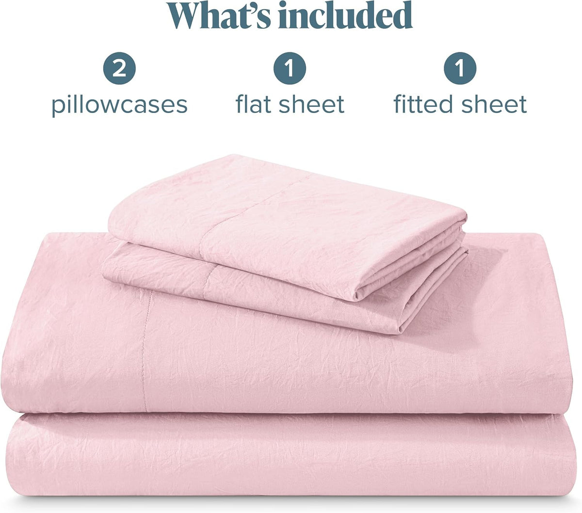 Washed Sheet Set 1800 Ultra-Soft (Queen, Dusty Pink)