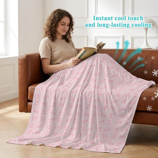 40"x60" Lap Cooling Blanket Pink Plaid Ice Silk Lightweight Breathable Soft Summer Blanket for Hot Sleepers Couch Bed Sofa Camping Diamond Texture