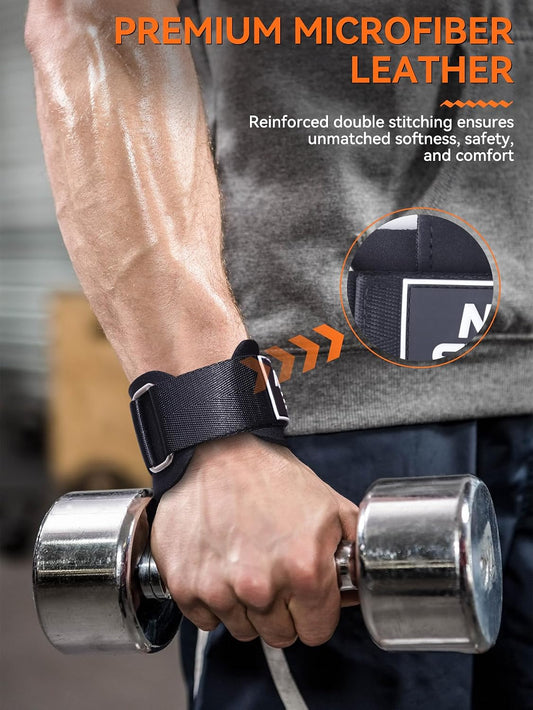 Leather Weight Lifting Straps for Deadlifts Heavy Duty Double Layer