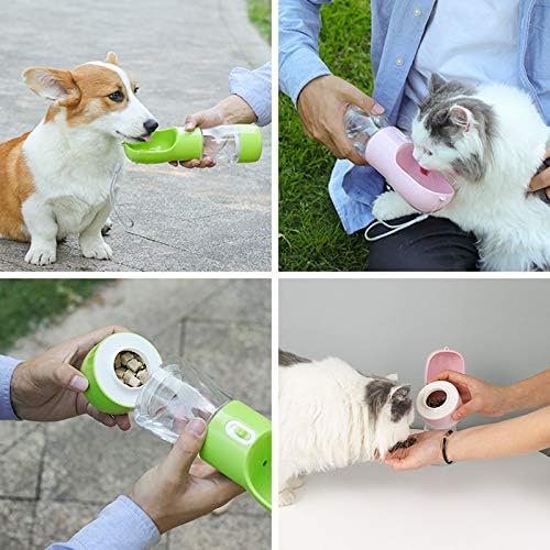 Dog Water Bottle, Portable Dog Water Bottle, Multifunctional and Detachable Design for Drinking and Eating Combination Cup, pet Water Bottle Suitable for Outdoor Walking, Hiking, Traveling. (Pink)
