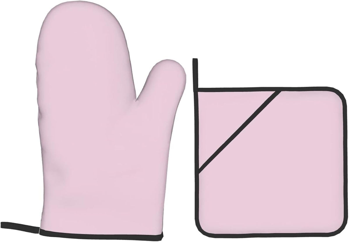 4PCS Oven Mitts and Pot Holders Sets, Solid Color Light Pale Pink Oven Mitts Set Heat Resistant Kitchen Microwave Gloves Safe for Baking,Cooking, BBQ