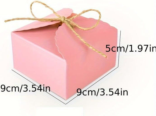 20pcs 9×9×5cm/3.5×3.5×1.9 inch Gift Box Candy Snack Wedding Favor Gift Box Thank You Gift Party Favor Gable Cookie for all Occasion(Pink)