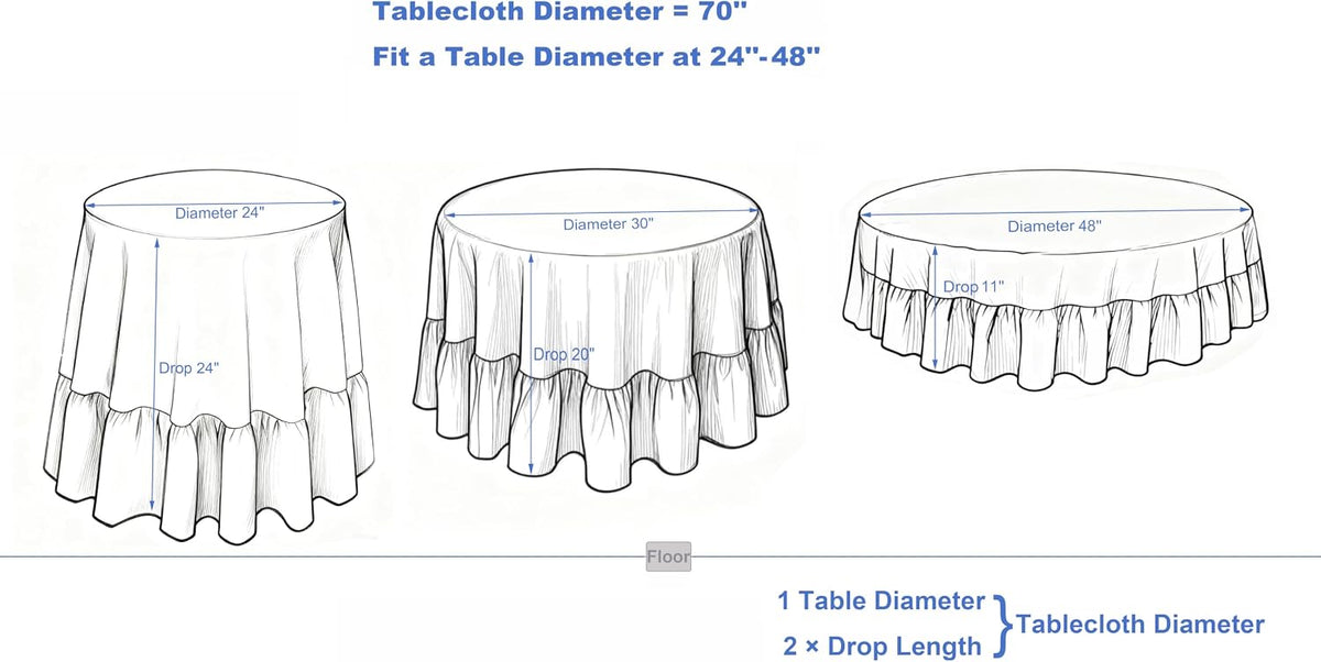 Checkered 100% Washed Cotton Tablecloth Ruffle Gingham Pink, Round 70"