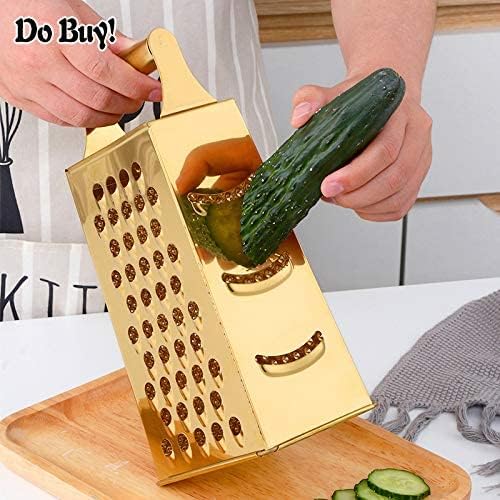 Large Box Grater,4-Sided Stainless Steel Food Slicer,for Potato Fruit Cheese Ginger Vegetables Cucumber Carrot(Rose Gold)