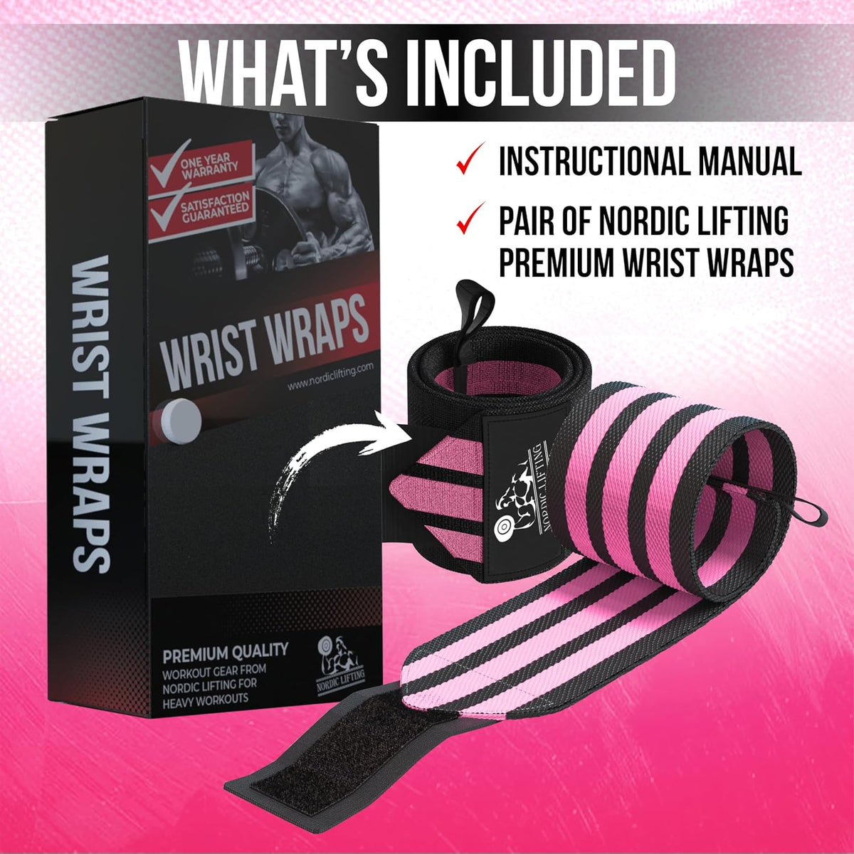 Wrist Wraps for Weightlifting with Thumb Loop (1 Pair)