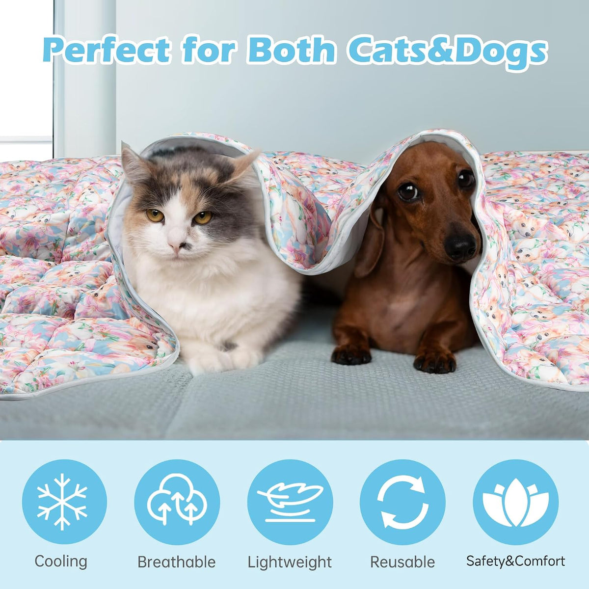 Dog Cooling Mat, Cat Self Cool Ice Pads,Lightweight Pet Cooling Pad Blanket Bed Cover,Puppies Summer Cool Tech Fabric,Washable Dog Sleeping Mat for Home & Outdoor,Keep Cool for Pets