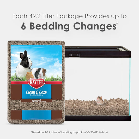 Kaytee Clean & Cozy Natural Paper Bedding, Made for Small Animals, 49.2 Liters
