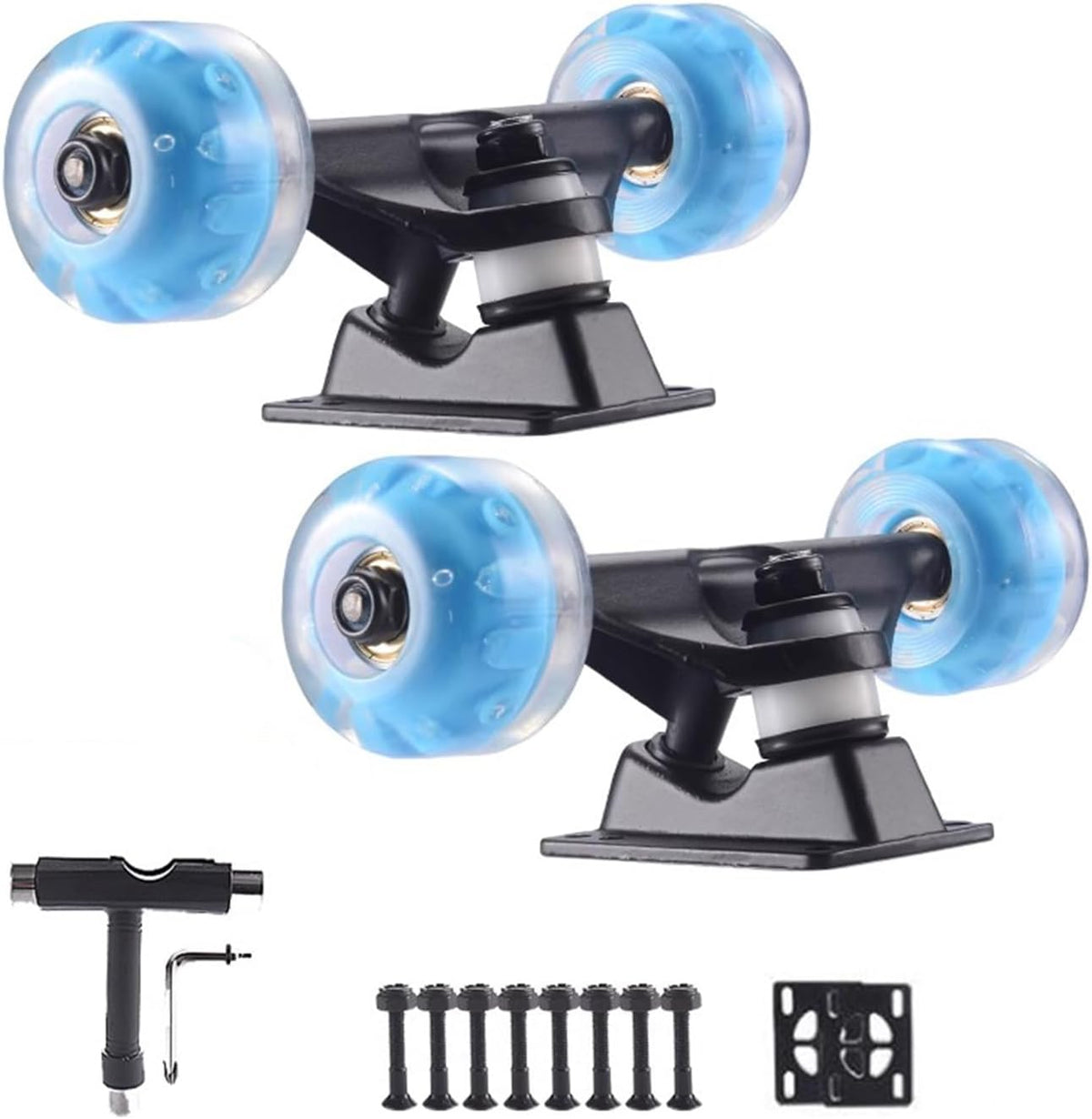 Skateboard Trucks and Wheels Set Skateboard 5inch Trucks 52mm Wheels Multifunctional Tools and Durable Skateboard Hardware Set