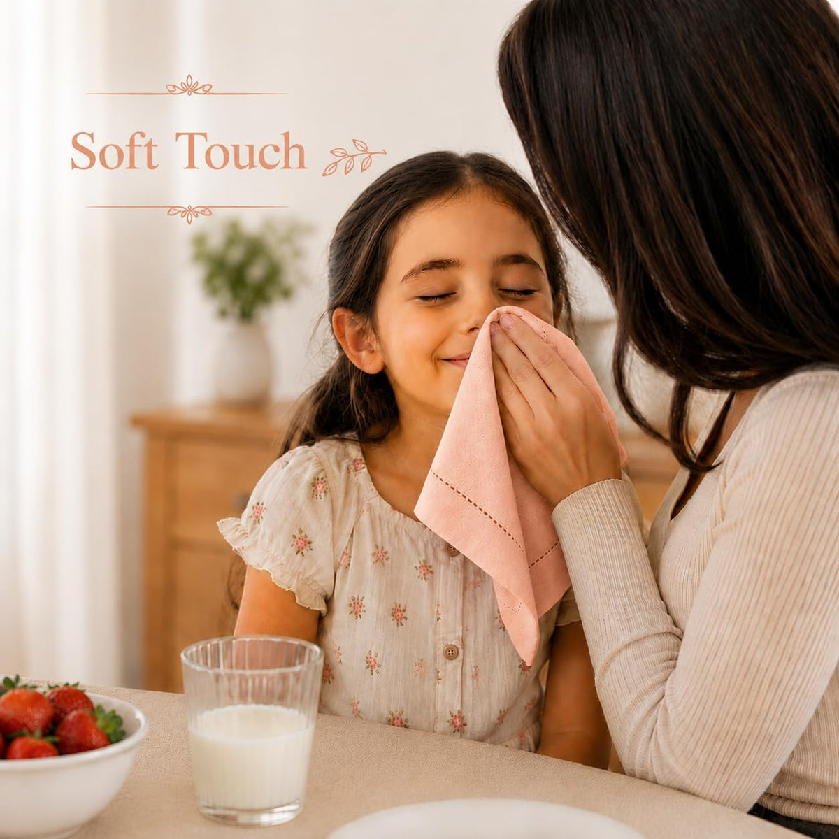 Peach Cotton Cloth Napkins, 18x18 in., 12-Pack
