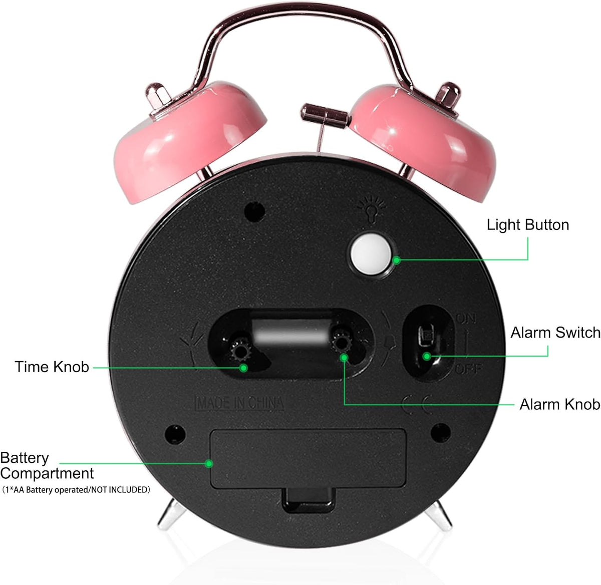 ® Super Loud Twin Bell Alarm Clock for Heavy Sleepers,4.5 Inch
