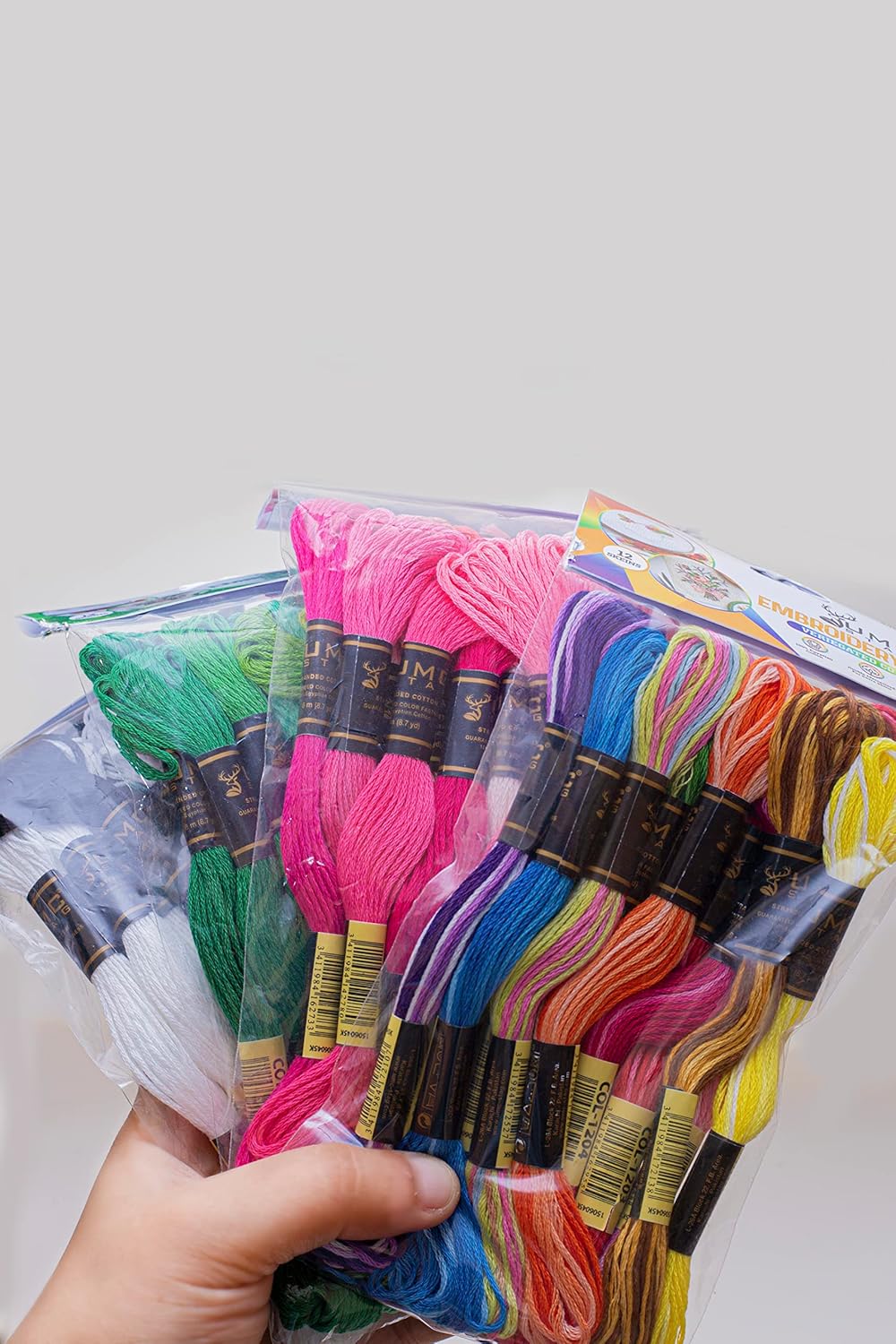 12 Pieces | Premium Embroidery Thread | 100% Egyptian Cotton Premium Skeins | Cross Stitch Embroidery Floss | Oeko TEX Certified Stranded Cotton (Pink Tones)