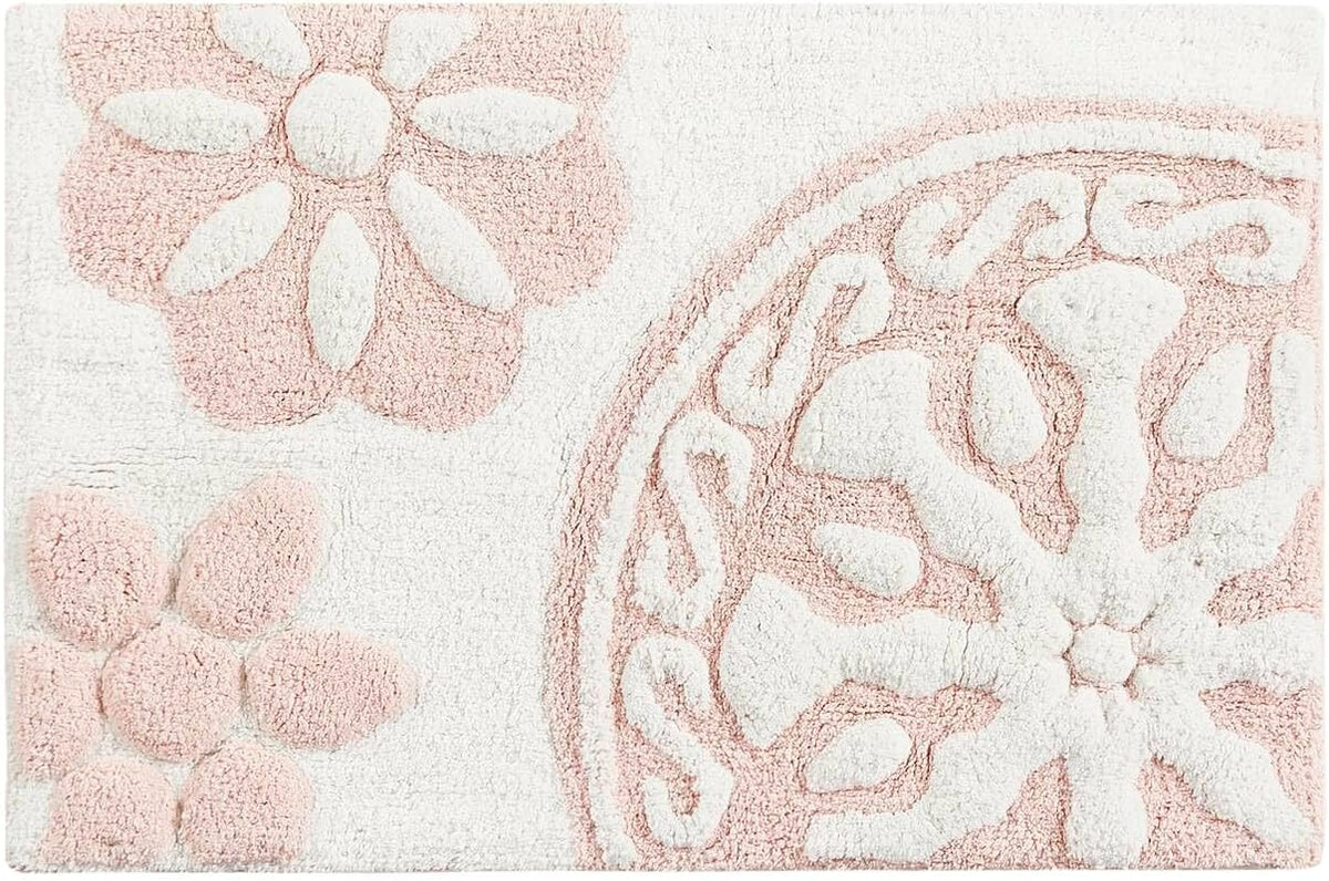 Casablanca Tufted Cotton Bath Rug Non-Slip, 20 x 30, Pink