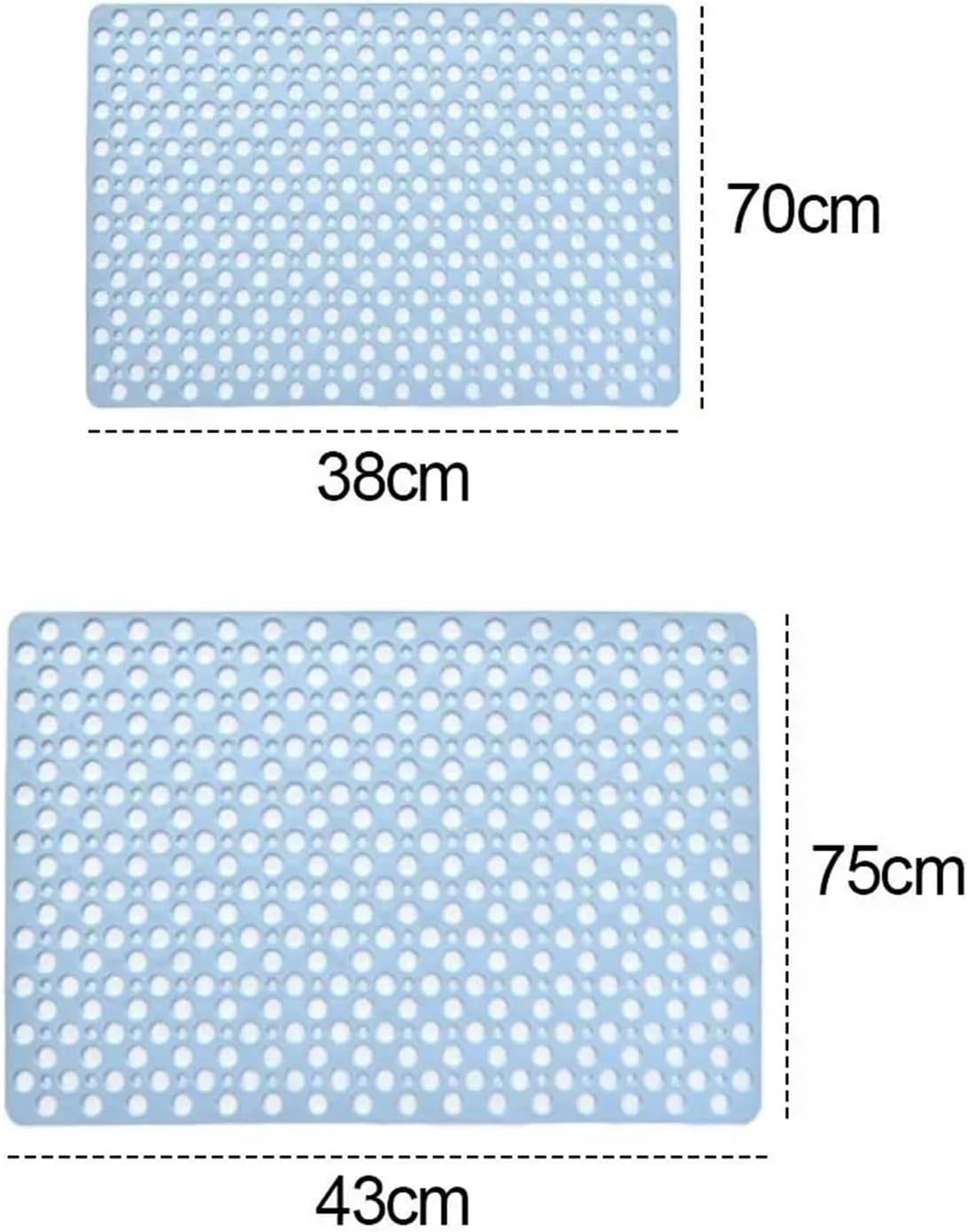 Non-Slip Bath Mat with Drain Holes and Suction Cups - Easy Clean Bathroom Accessory(70x38cm Pink)