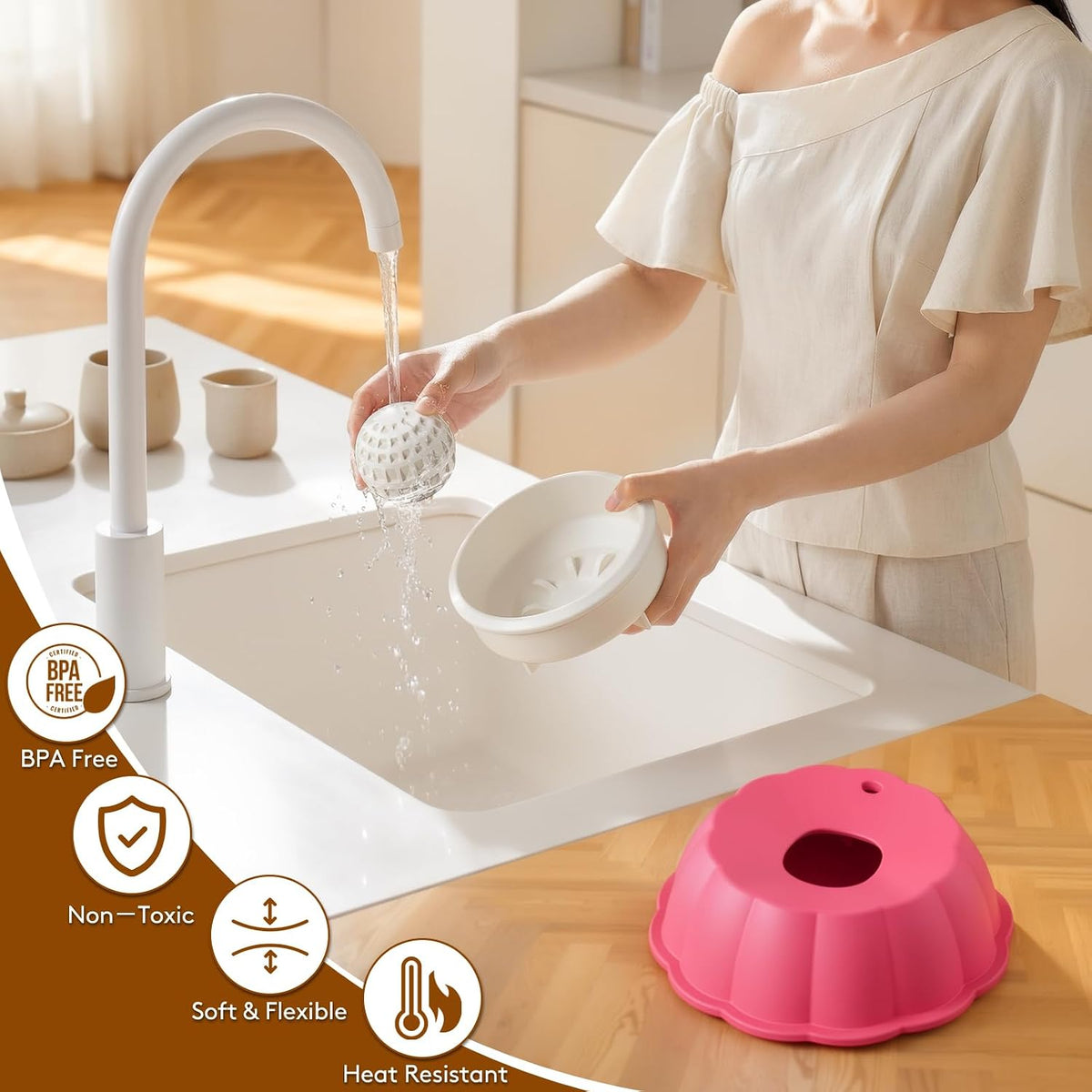 Dog Lick Bowl Ball Slow Feeder, Licking Bowl for Liquid Treat with Rolling Spin Sphere Roller Licker, Non-Slip 4/5 Cup Slow Feeder Bowl for Dietary Supplement/Post-op Nutrition (Pink)