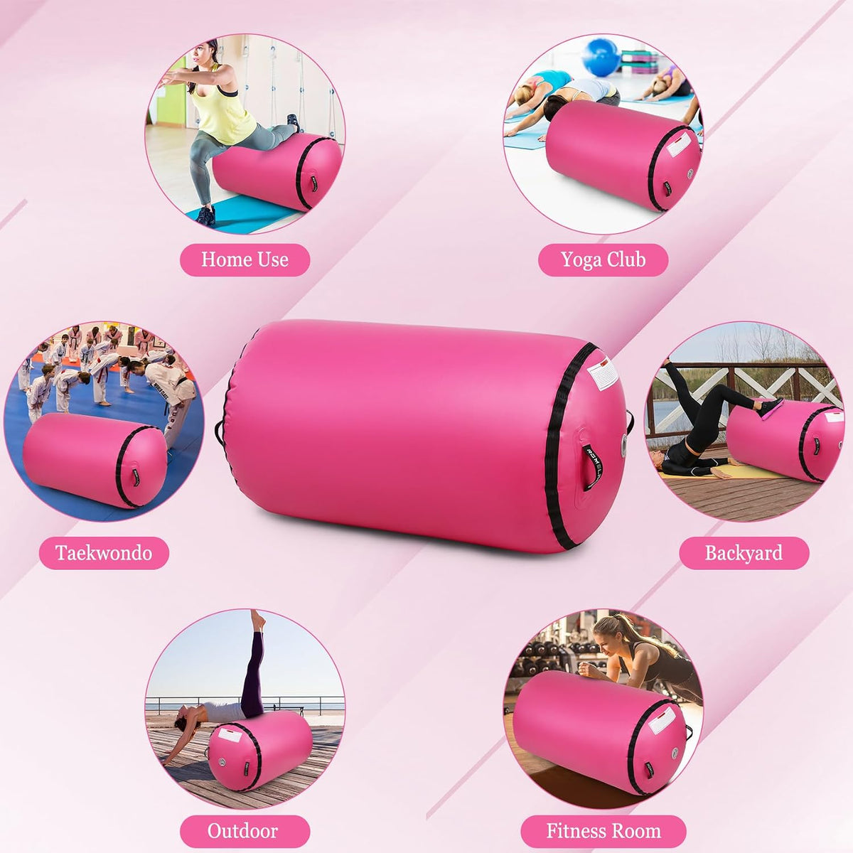 Air Roller Tumbling Barrel Back Somersault Backbend Trainer for Inflatable Gymnastics Springboard Cheerleading Equipment, with Electric Pump for Yoga Cheerleading Home Gym Use