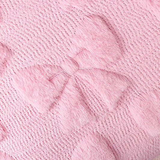 Yuubin Pink Bow Throw Pillow Covers 18x18in Set of 2,Christmas Coquette Soft Plush Faux Fur Pillow Case for Large Couch Sofa Home Room Indoor Outdoor Holiday Decorations