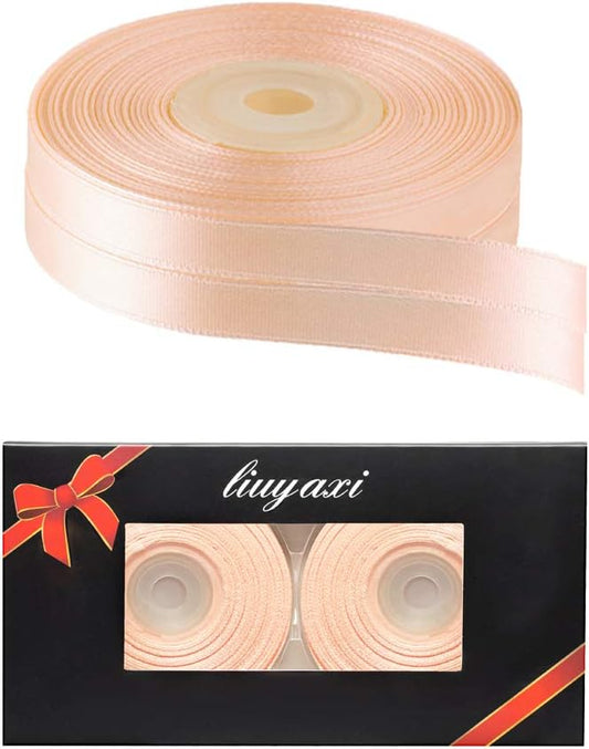 Solid Color Double Faced Peach Satin Ribbon 1/2" X 50 Yards, Ribbons Perfect for Crafts, Wedding Decor, Bow Making, Sewing, Gift Package Wrapping and More