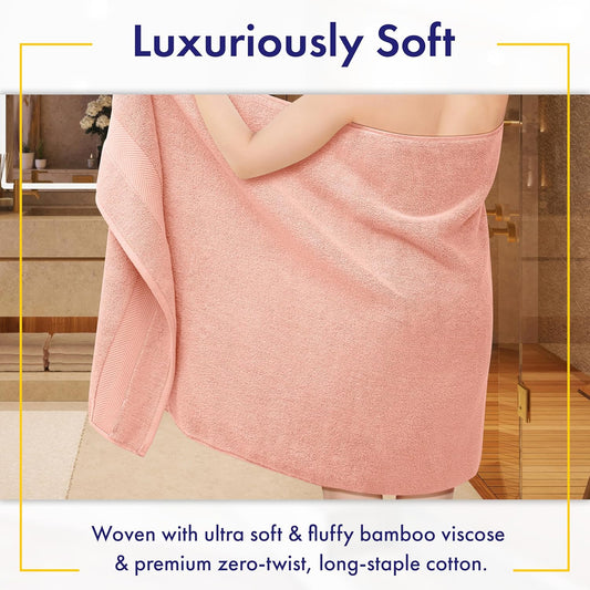 Alusa Home Ultra Soft & Plush Viscose from Bamboo Bath Towels - 700 GSM Luxury Bath Towels - 6 Piece Set - Super Absorbent & Quick Drying (Blush Pink)