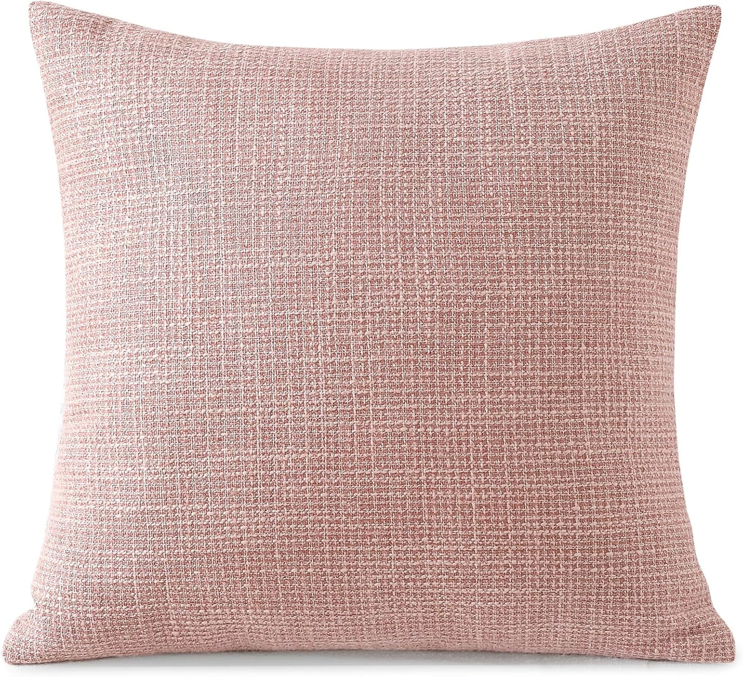 OTOSTAR Linen Throw Pillow Cover Set of 1 Decorative Square Pillowcases Cushion Covers 18x18 Inch for Home Decor Sofa Bedroom Car 45 x 45CM Pink