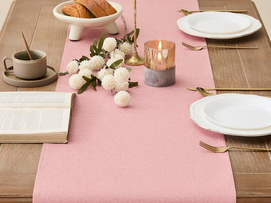 YATOJUZI Pink Table Runner Valentines Day Seasonal Summer Kitchen Dining Coffee Table Decoration 72 Inches Long Waterproof Farmhouse Rustic Table Runner Pink Home Wedding Party Decor 16x72Inch