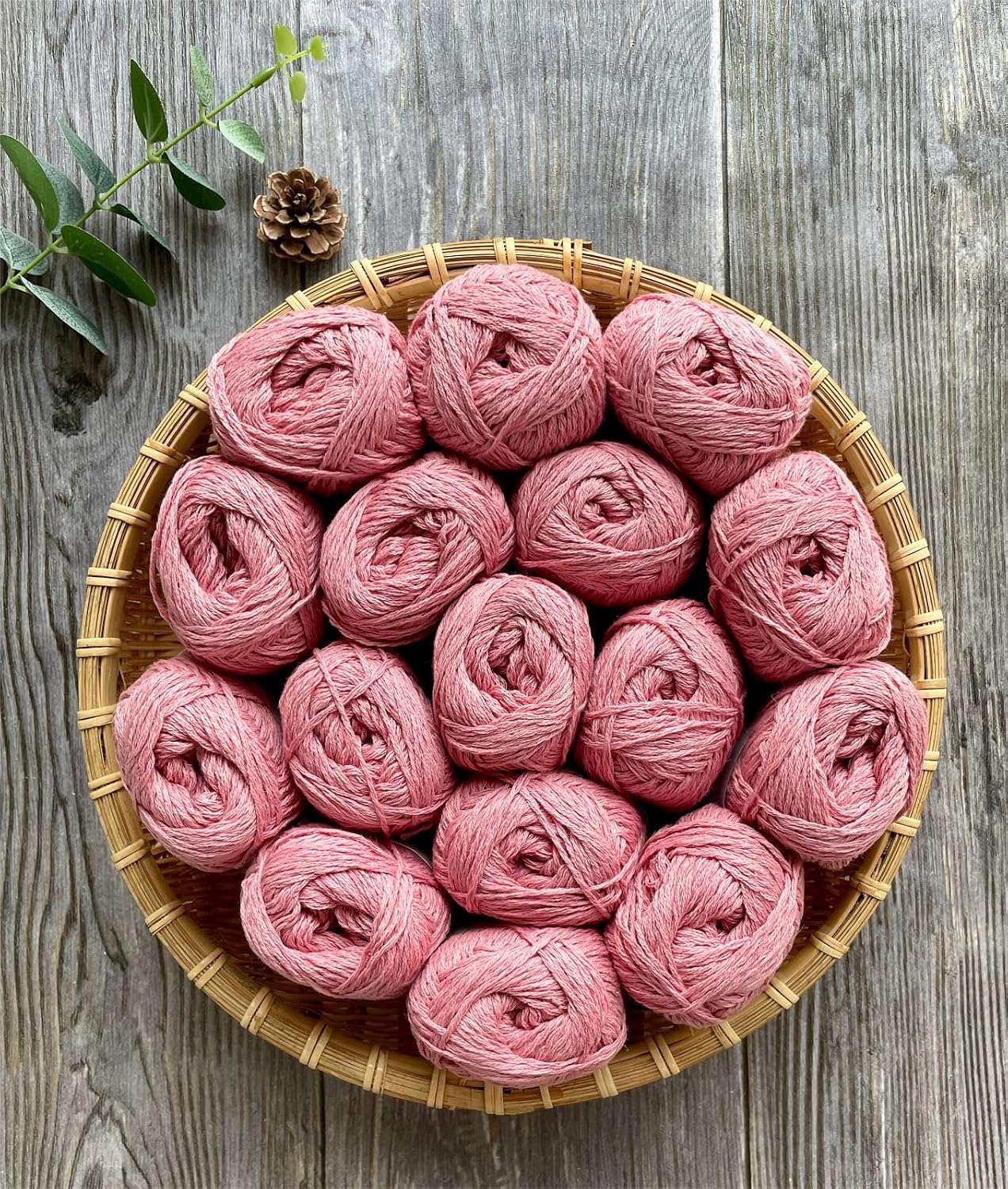 Cotton, Bamboo and Linen Blended Yarn, DK, Light Worsted Weight, 2 Packages of 100g/3.52oz (Per Skein 50g/120yards)- 06 Coral Pink