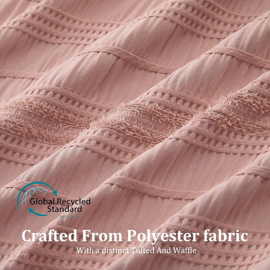 Siiluminisoy Pink Shower Curtain Farmhouse Shower Curtain for Bathroom Rustic Striped Fabric Shower Curtains 72 x 84