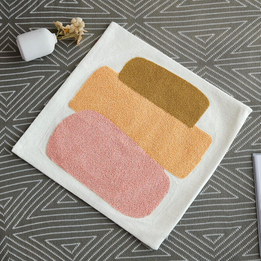 Modern Tufted Chic Pillowcase,Simple Soft Aesthetic Boho Throw Pillow Covers 18x18,Colorful Bohemian Embroidered Sham for Indoor Bed Home Living Room-1 Pcs(Pink Brown Peach)