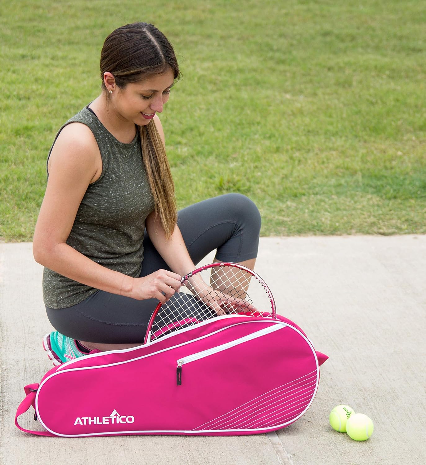 Athletico 3 Racquet Tennis Bag | Padded to Protect Rackets & Lightweight | Professional or Beginner Tennis Players | Unisex Design for Men, Women, Youth and Adults (Pink)