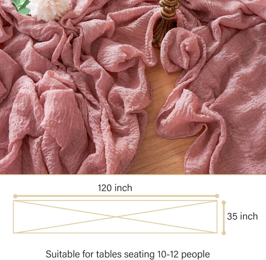 2Pcs Cheesecloth Table Runner Blush Pink 10FT Boho Gauze Cheese Cloth Table Runners 120 Inches Long Rustic Sheer for Centerpiece Home Party Christmas Wedding Baby Shower Spring Easter Decor