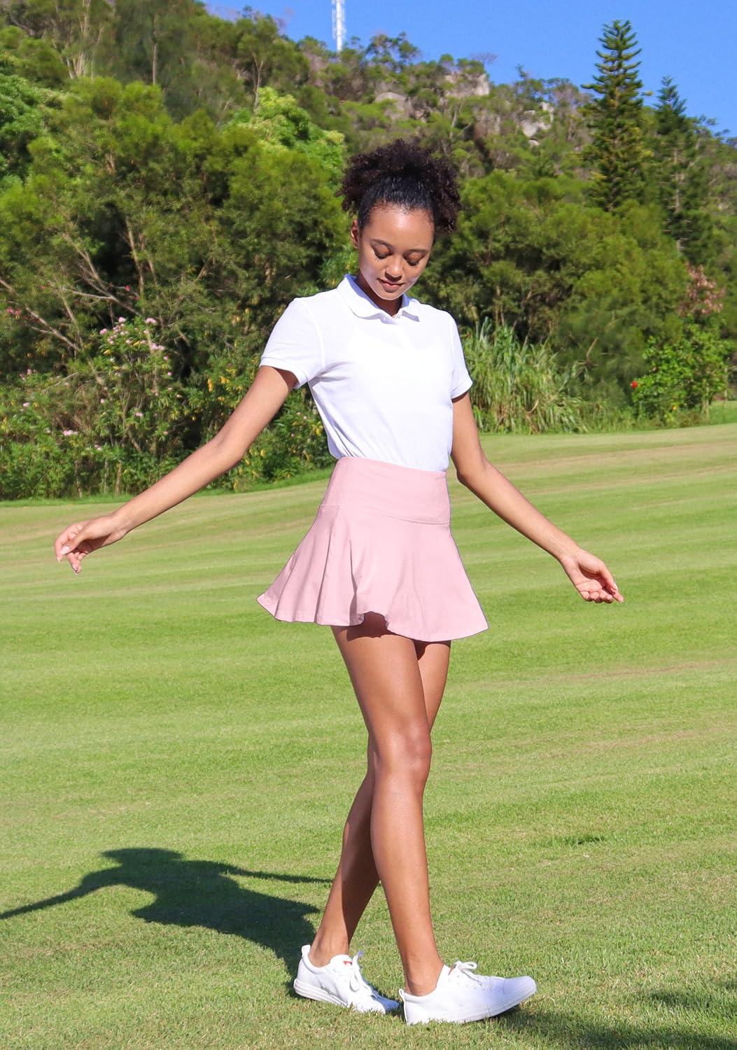 SANTINY Pleated Tennis Skirt for Women with 4 Pockets Women's High Waisted Athletic Golf Skorts Skirts for Running Casual