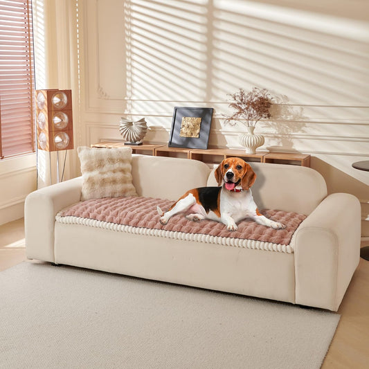 Couch Covers for Pets Washable Sofa Covers for Dogs Cats Anti-Slip Sofa SlipCover for 3-4 Cushion Couches Pet-Friendly Furniture Protector Covers for Living Room (27.6" x 27.6", Pink)