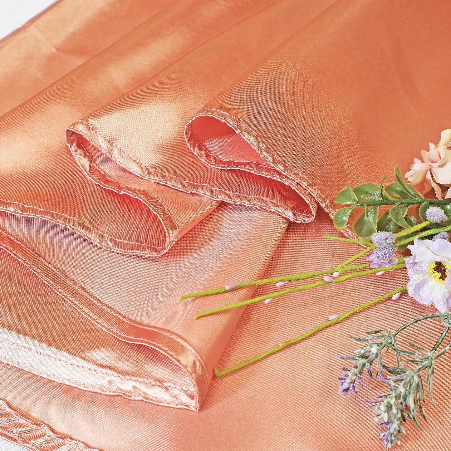 120" Round Heavy Duty Seamless Satin tablecloths Table Cover Linens for Restaurant Kitchen Dining Wedding Party Banquet Events - Apricot/Peach