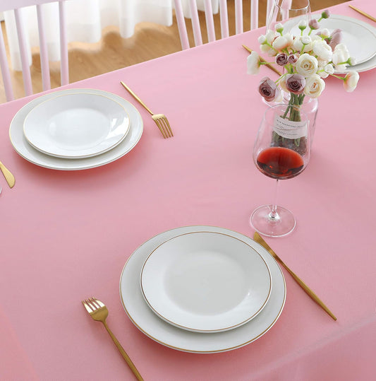 FOLINS&HOME Pink Square Table Cloth in Heavy Duty and Water Resistant Polyester-Wrinkle Free Spillproof and Washable Tablecloths 60 x 60 inch-Table Cover for Indoor and Outdoor-Oblong/Rectangle