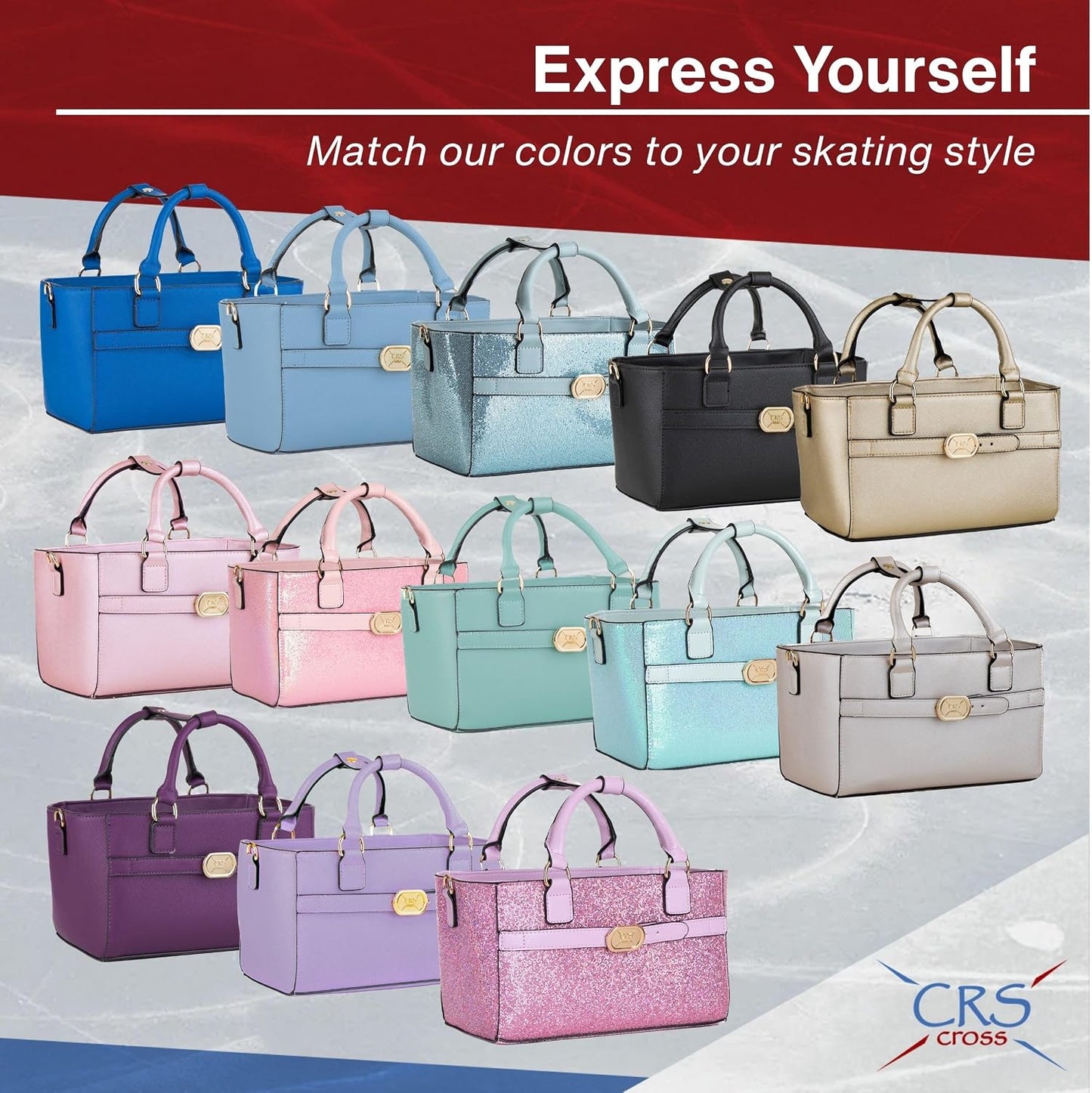 CRS Cross Rink Side Tote. Ice Skating Accessory Bag-Figure Skating, Roller, Inline Skaters, Dance, Cheer.Organizes Guards Water Bottle Phone