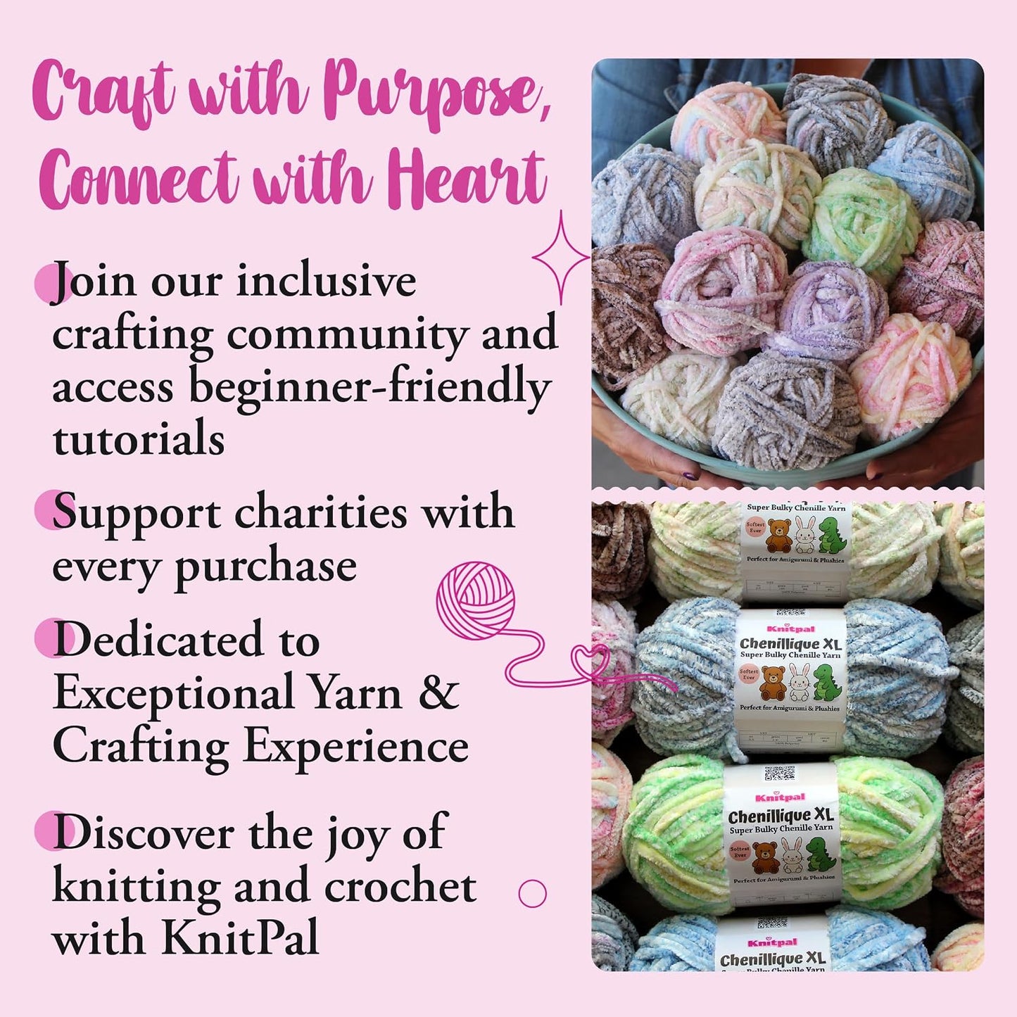 Chenillique XL Plush Velvet Chenille Yarn #6 Super Bulky – 4-Pack (352 Yards / 400 g) – Variegated Yarn for Plushies, Blankets, Amigurumi & Accessories - Peach Fizz