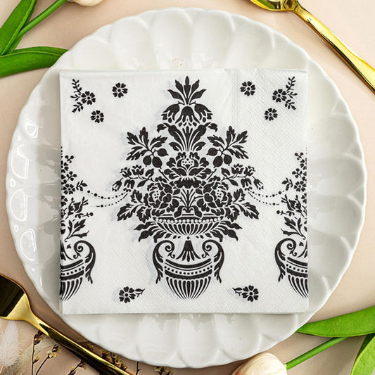Bringsine 100 Baroque Flower Guest Napkins Pink 2 Ply Disposable Paper Pack Tropical Hand Napkin for Bathroom Hotel Gym Spa Party Wedding Bridal Baby Shower Decorative Towels