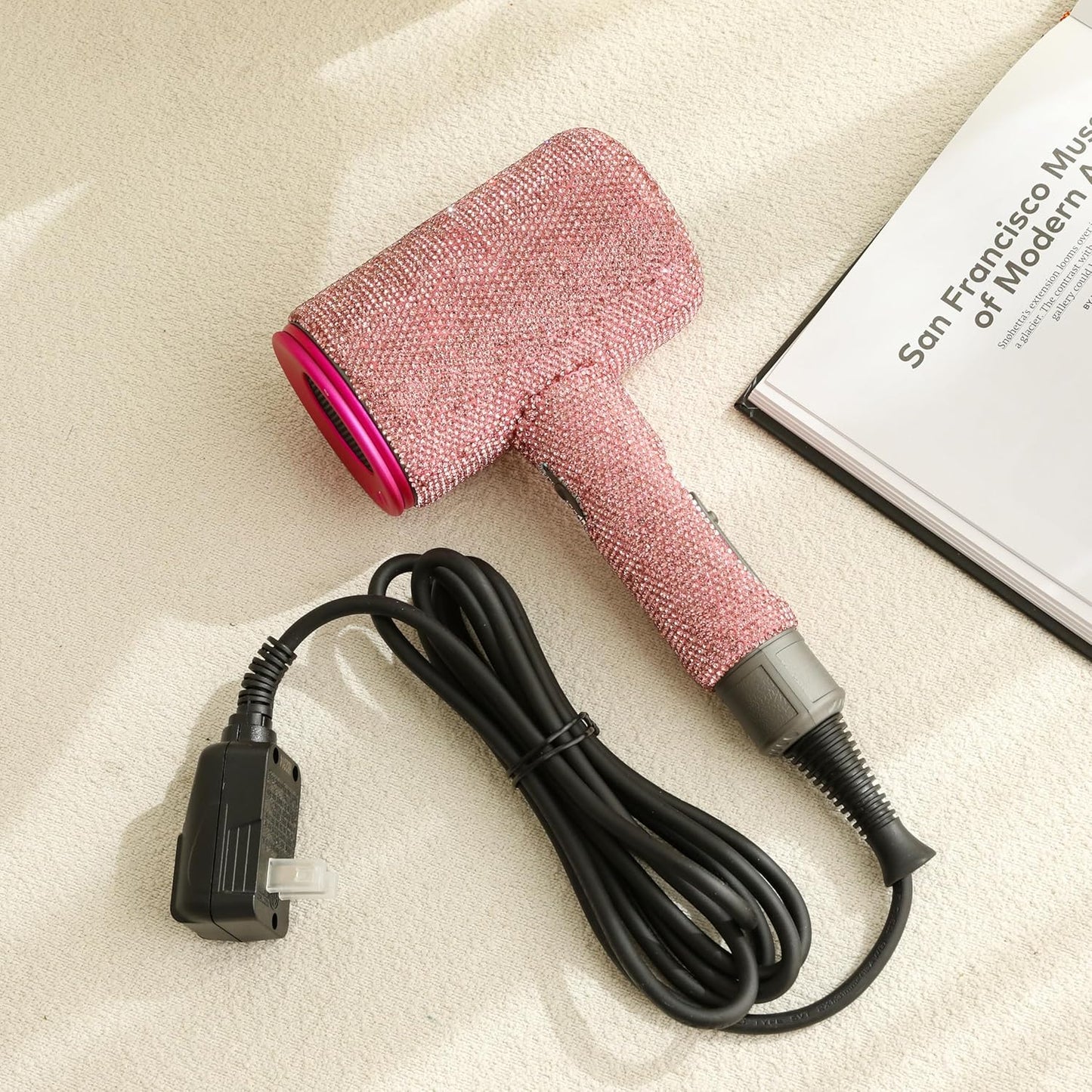 Ionic Hair Dryer, Frizz Free Fast Dryer with Diffuser, 1800W Professional Ionic Hair Blow Dryer with 3 Heat/2 Speed, 3 Temperature & 2 Wind Speed for Women and Men (Pink)