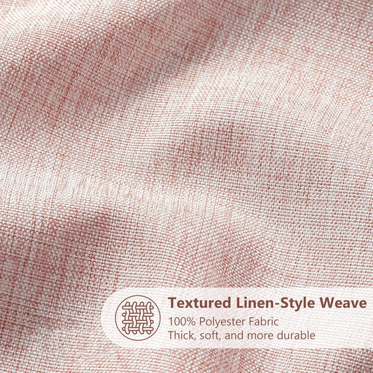 VANZAVANZU Shower Curtain with Metal Hooks Linen Fabric Shower Curtain Heavy Duty Bath Curtain for Bathroom and Bathtubs, Hotel Quality, Weighted Hem, Waterproof, 72 x 72 Inches (Pink)