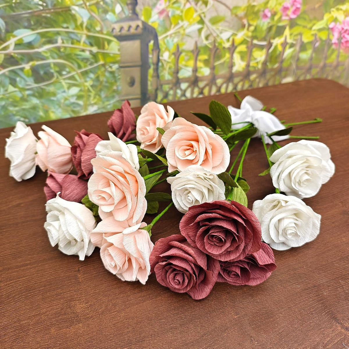 Dusty Pink Crepe Paper Rose Craft Kit for Weddings Home Decor Gift Giving Handmade DIY Gift Wrapping Paper Crafts Birthday Wedding Holiday Paper Flower Set of 18
