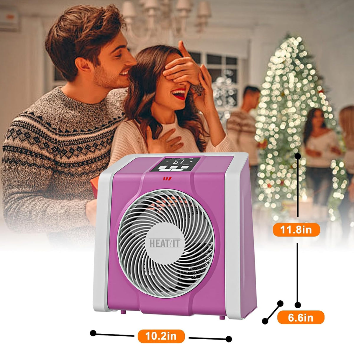 Space Heater with Remote, Digital Display with Thermostat, Pink