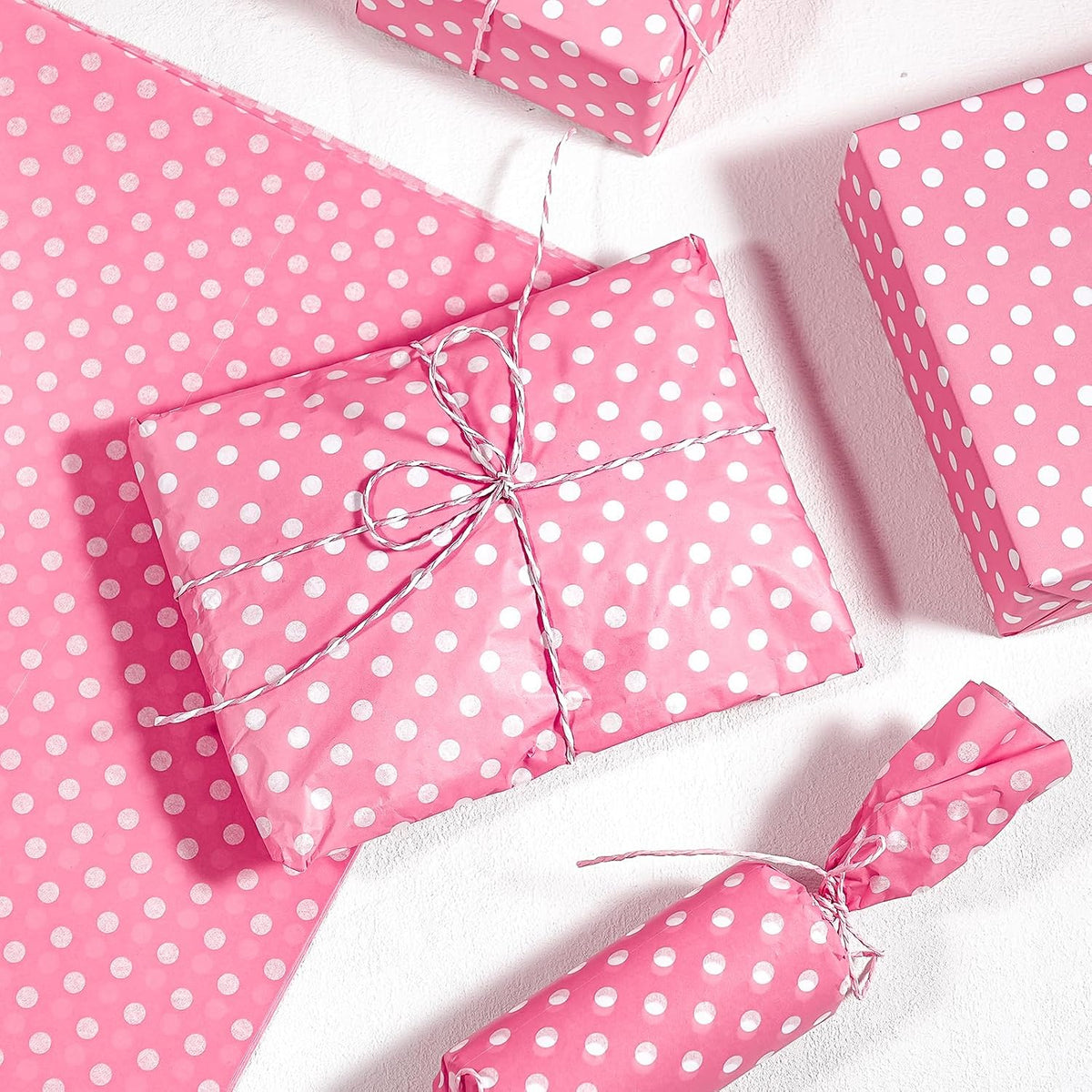 Polka Dots Wrapping Tissue Paper - 30 Sheets 14 x 20 Inch Pink Polka Dots Tissue Paper Bulk for Birthday, Christmas, Wedding, Baby Shower, Art Craft, Party Favor