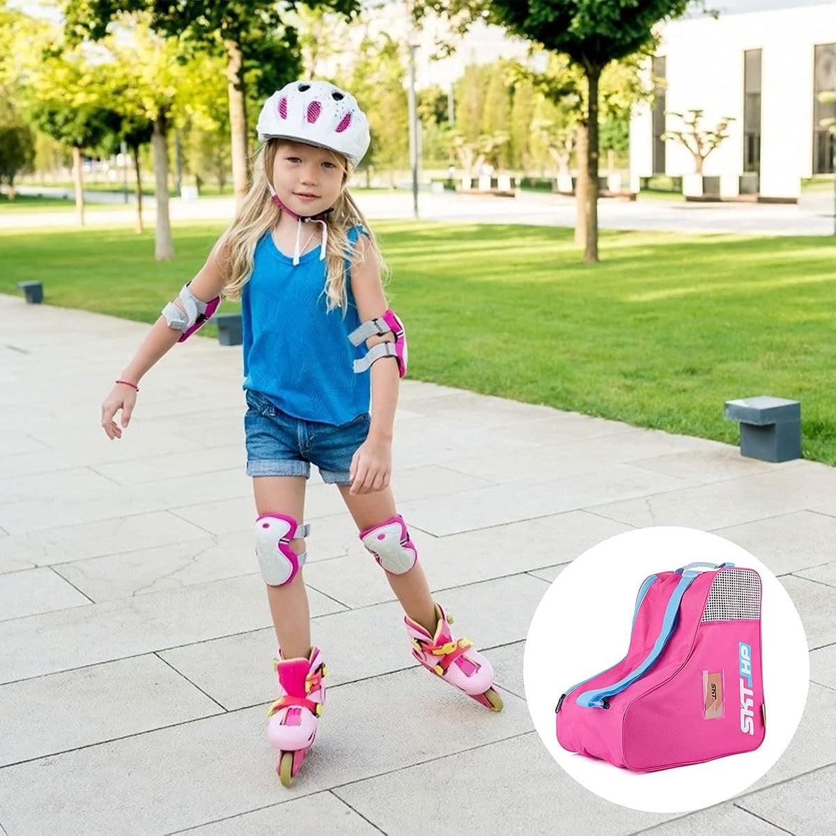 Roller Skate Bag with Adjustable Shoulder Strap for Kids and Adults to Hold Inline Skates and Knee Pads