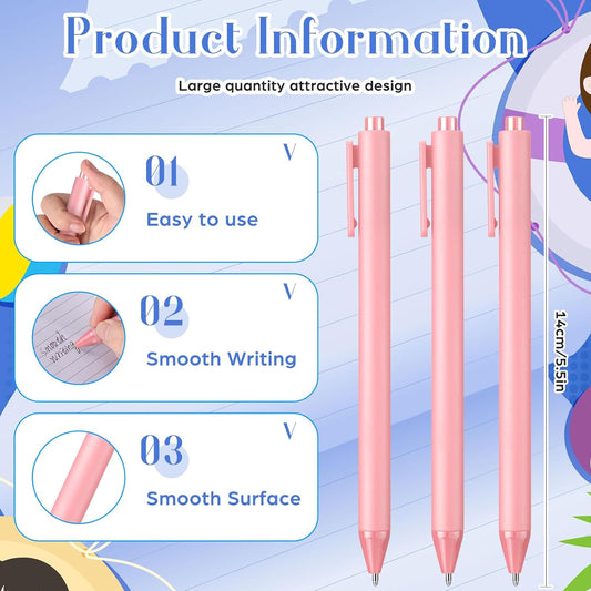 50 Pcs Ballpoint Pens Bulk Retractable Writing 1.0 mm Medium Point Black Ink Cute Pens Smooth Writing School Supplies for Teacher Students Employees Server Bridal Shower Baby Shower (Pink)