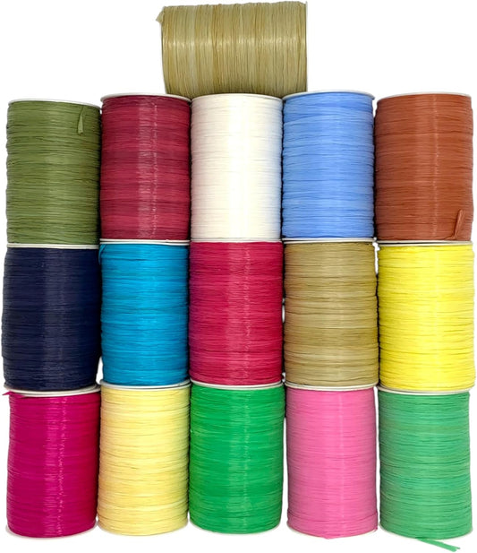 Matte Rayon Raffia Ribbon, 32 Colors Available, 1/4 Inch x 100 Yards (300 Feet), for Crafts, Home Decorations, Gift Box Packing, Wedding Decorations, Florist Bouquet, Christmas (Peach)