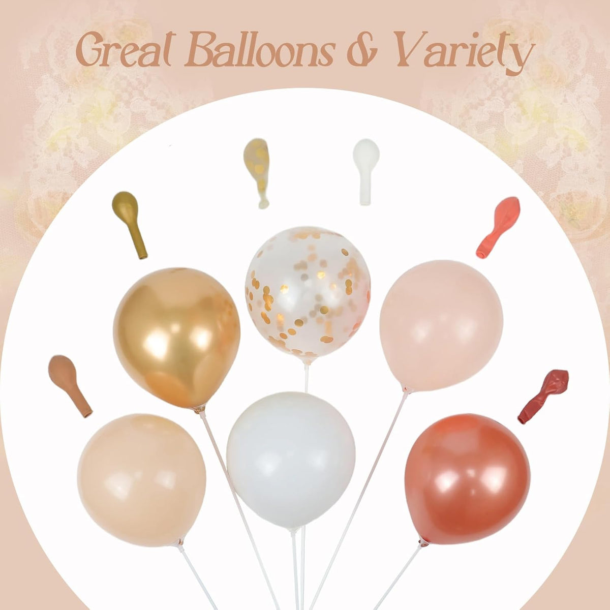 125pcs Peach Balloon Arch Kit with Pastel Orange Nude White Balloons