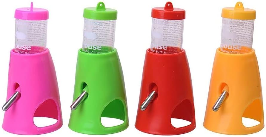 2 in 1 Hamster Water Bottle, Automatic Drinker and Cabin Fits Syrian Dwarf Hamster Mouse Gerbil Mice Chinchilla Small Animal (Pink)