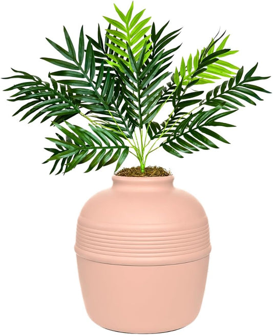 Good Pet Stuff Original Hidden Litter Box Planter, Decorative Cat Litter Enclosure with Carbon Filter, Artificial Palm Plant, Upgraded Design, Easy to Clean, Base Kit, Pink Coral