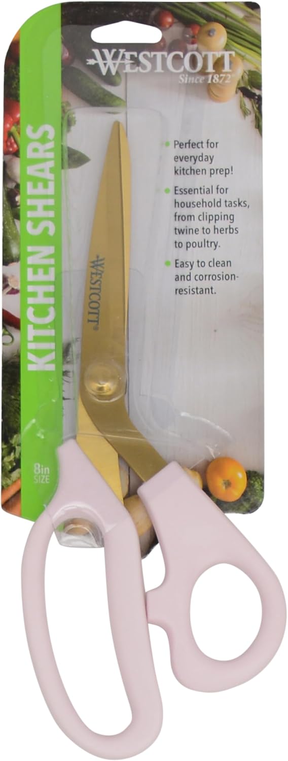 All-Purpose Kitchen Shears, Pink with Gold Blades - Durable Kitchen Shears with Precision-Ground Blades for Easy Cutting and Meal Prep - 8-Inch