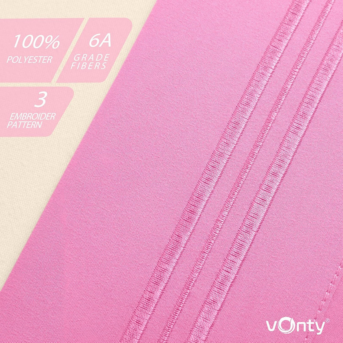 Vonty 2 Pack Pink Standard Pillowcases, 20x26, 1800 Microfiber