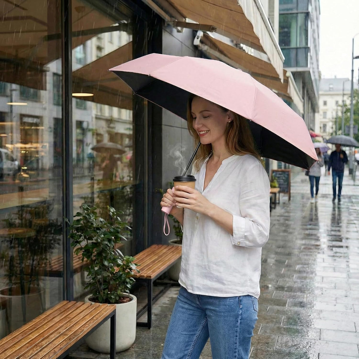 Small UV Protection Travel Umbrella Compact for Rain and Sun UPF 50+ Windproof Portable 42 inch Umbrella for Women and Men